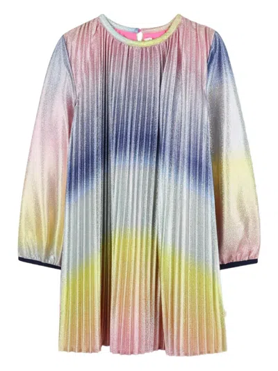Billieblush Kids' Pleated Metallic-effect Dress In Multi
