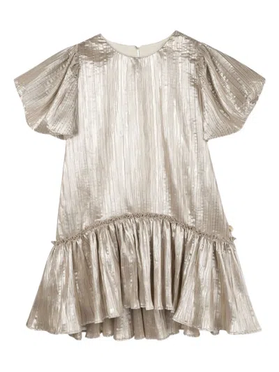 Billieblush Pleated Ruffled Dress In Gray