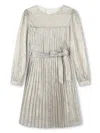 Billieblush Pleated Striped Dress In Gold