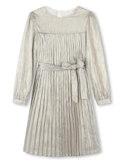 Billieblush Kids' Pleated Striped Dress In Gold