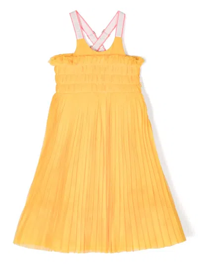 Billieblush Kids' Pleated Tulle Dress In Yellow