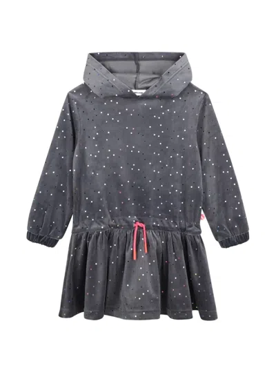 Billieblush Polka-dot Hooded Dress In Gray