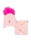 Billieblush Pompom-detail Beanie And Snood Set In Pink