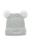 Billieblush Pompom Embroidered Beanie Hat In Gray