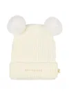 Billieblush Pompom Ribbed Beanie Hat In White