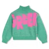 Billieblush Green Turtleneck For Girl With Writing In Green
