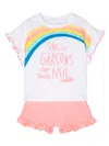 Billieblush Rainbow-print Shorts Set In White