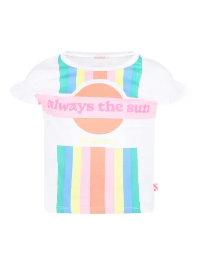BILLIEBLUSH RAINBOW-STRIPED RUFFLED T-SHIRT