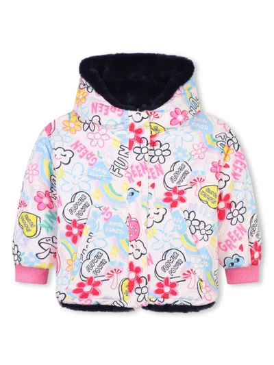 Billieblush Kids' Reversible Puffer Jacket In Pink & Purple