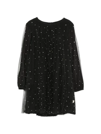 Billieblush Kids' Rhinestone-embellished Tulle Dress In Black