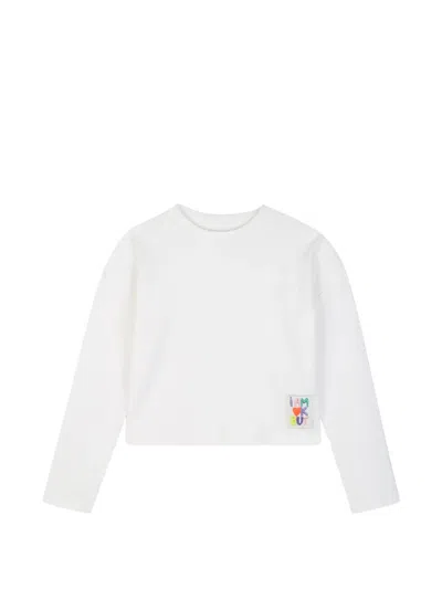 Billieblush Kids' Ribbed-knit Long-sleeve T-shirt In White