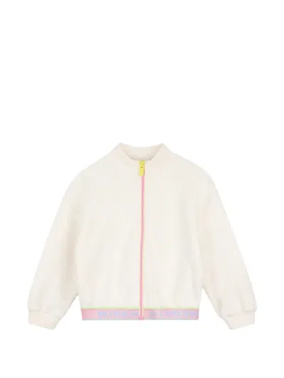 Billieblush Ribbed-knit Zip-up Cardigan In White