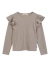 Billieblush Ruffle-detail Long-sleeve Top In Gray