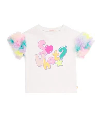 Billieblush Kids' Ruffle-sleeve Balloon Print T-shirt In White