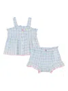 Billieblush Ruffled Check-pattern Shorts Set In Blue