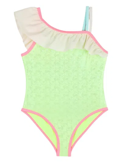 Billieblush Kids' Ruffled-detail Swimsuit In Green