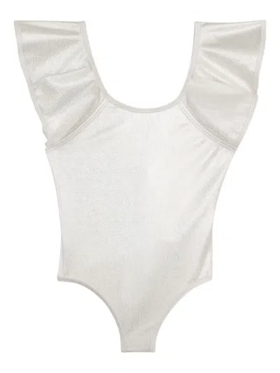 Billieblush Kids' Ruffled-detail Swimsuit In White