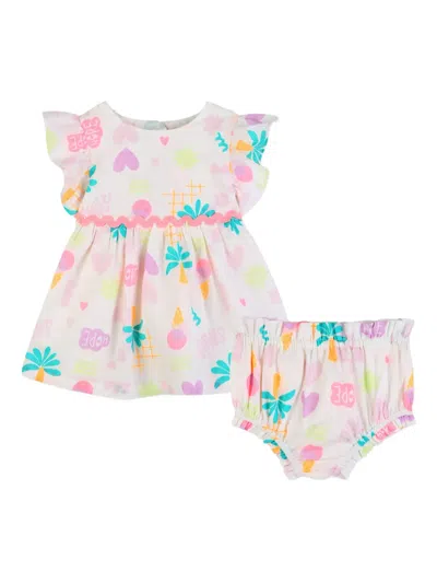 Billieblush Babies' Ruffled Printed Dress Set In White