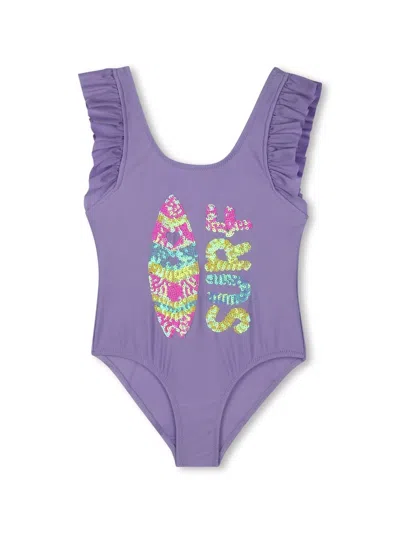 Billieblush Kids' Ruffled Swimsuit In 紫色