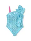 Billieblush Ruffled Swimsuit In Blue