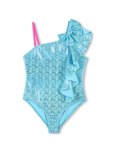 Billieblush Kids' Ruffled Swimsuit In Blue