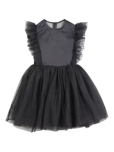 Billieblush Ruffled Tulle Dress In Black