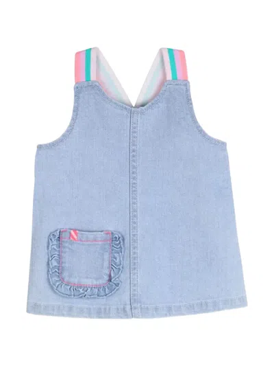 Billieblush Kids' Ruffle-trim Striped-strap Dress In Blue