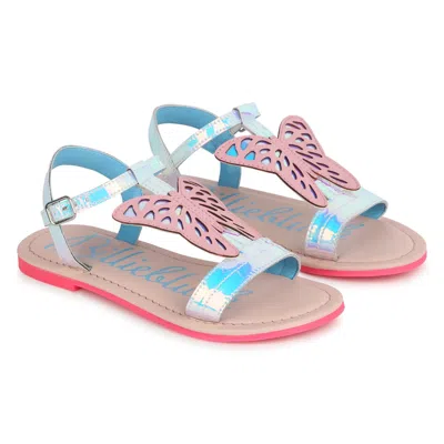 Billieblush Kids' Butterfly-motif Iridescent Sandals In Light Blue