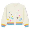 Billieblush Heart-motifs Sequin-embellished Knit Cardigan In Cream