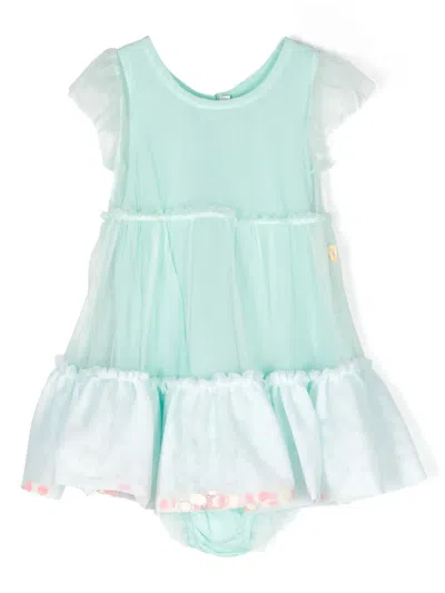 Billieblush Babies' Sequin-detailing Tiered Tulle Dress In Green