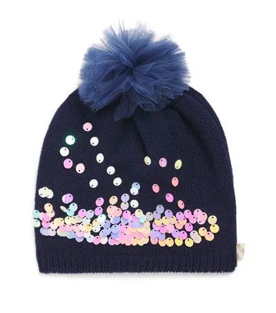 Billieblush Kids' Sequin-embellished Beanie In Black