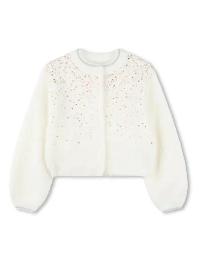 Billieblush Kids' Sequin-embellished Cardigan In White