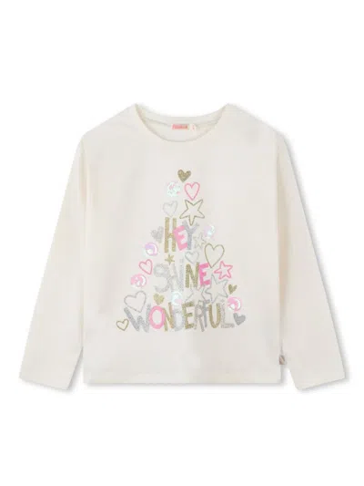 Billieblush Kids' Sequin-embellished Cotton T-shirt In White