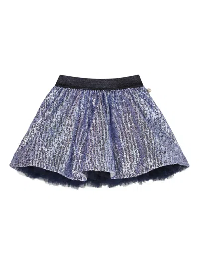 Billieblush Kids' Sequin-embellished Flared Skirt In Blue