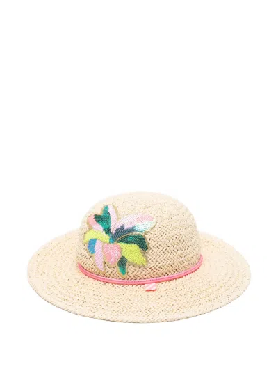 Billieblush Kids' Sequin-embellished Flower Hat In Gold