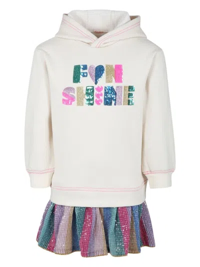 Billieblush Kids' Sequin-embellished Hooded Dress In 白色
