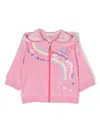 Billieblush Sequin-embellished Rainbow-stripe Hoodie In Pink
