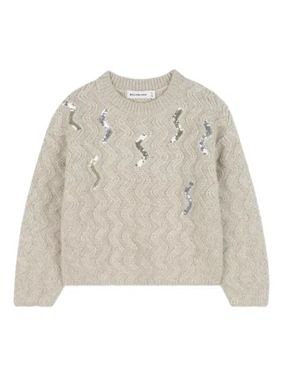 Billieblush Kids' Sequin-embellished Sweater In Gray