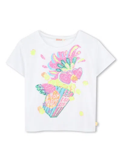 Billieblush Kids' Sequin-embellished T-shirt In P White