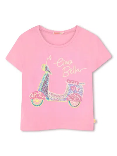 Billieblush Kids' Sequin-embellished T-shirt In Pink