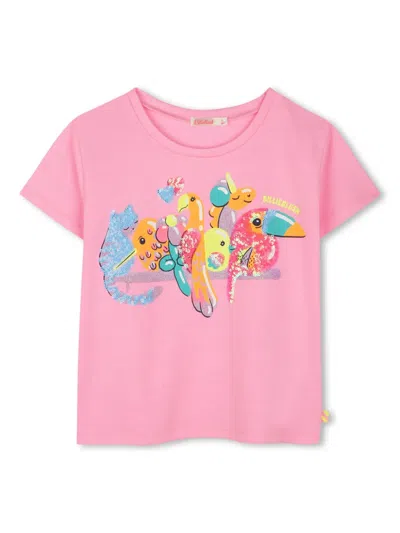 Billieblush Kids' Sequin-embellished T-shirt In 粉色