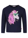 Billieblush Blue T-shirt For Girl With Unicorn In Blue