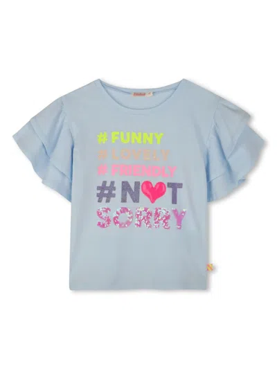 Billieblush Kids' Sequin-embellished T-shirt In Blue
