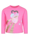Billieblush Fuchsia T-shirt For Girl With Hearts In Pink