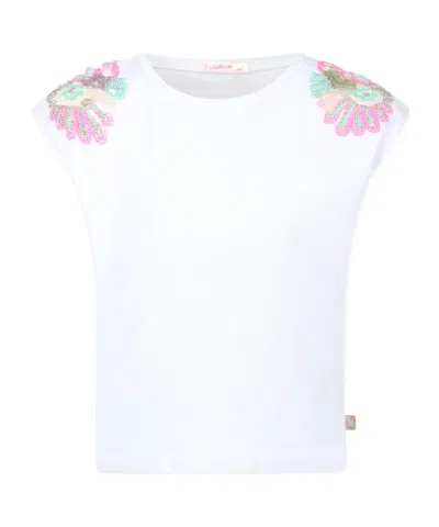 Billieblush Kids' Sequin-embellished T-shirt In White