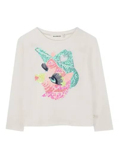 Billieblush Sequin-embellished Unicorn-graphic Sweatshirt In White