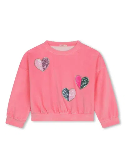 Billieblush Kids' Sequin-embellished Velvet Sweatshirt In Pink