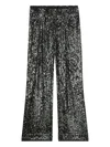 Billieblush Sequin-embellished Wide-leg Trousers In Black