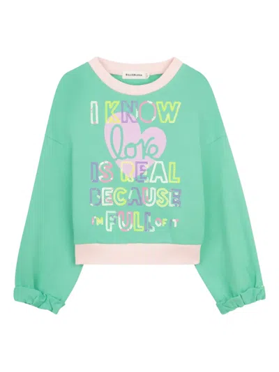 Billieblush Kids' Sequin-embellishment Lettering Sweatshirt In Green