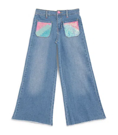 Billieblush Kids' Sequin-embellished Jeans In Blue